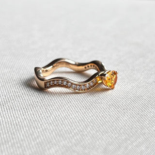Rareté Studios, Fine Jewelry, Euphoria Ring, Fancy Model, Orange Sapphire and Diamond, 18k yellow gold