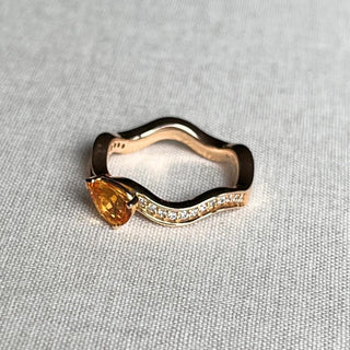 Rareté Studios, Fine Jewelry, Euphoria Ring, Fancy Model, Orange Sapphire and Diamond, 18k yellow gold
